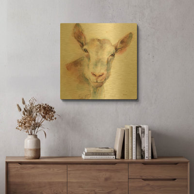 «Farm Friends I» par Lisa, art mural en métal doré, 24 po x 24 po