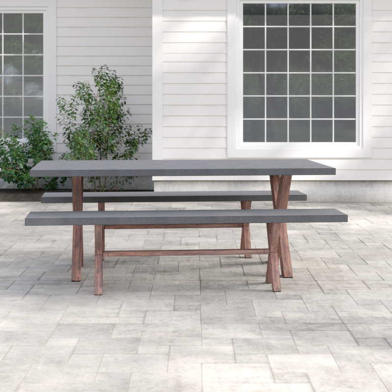 Zilla Teak Patio Dining Set with Rectangular Table
