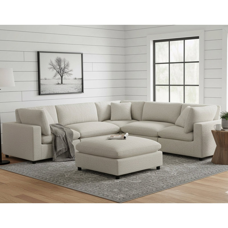 Tissu beige Cassandra Repose-pieds carré, Beige
