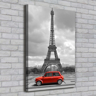 Eiffel Tower Auto - Wrapped Canvas Print