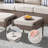 Outdoor PE Wicker Ottomans Set of 2, Patio Brown Rattan Footrests with Cushion for Backyard or Deck-129000650-129000653