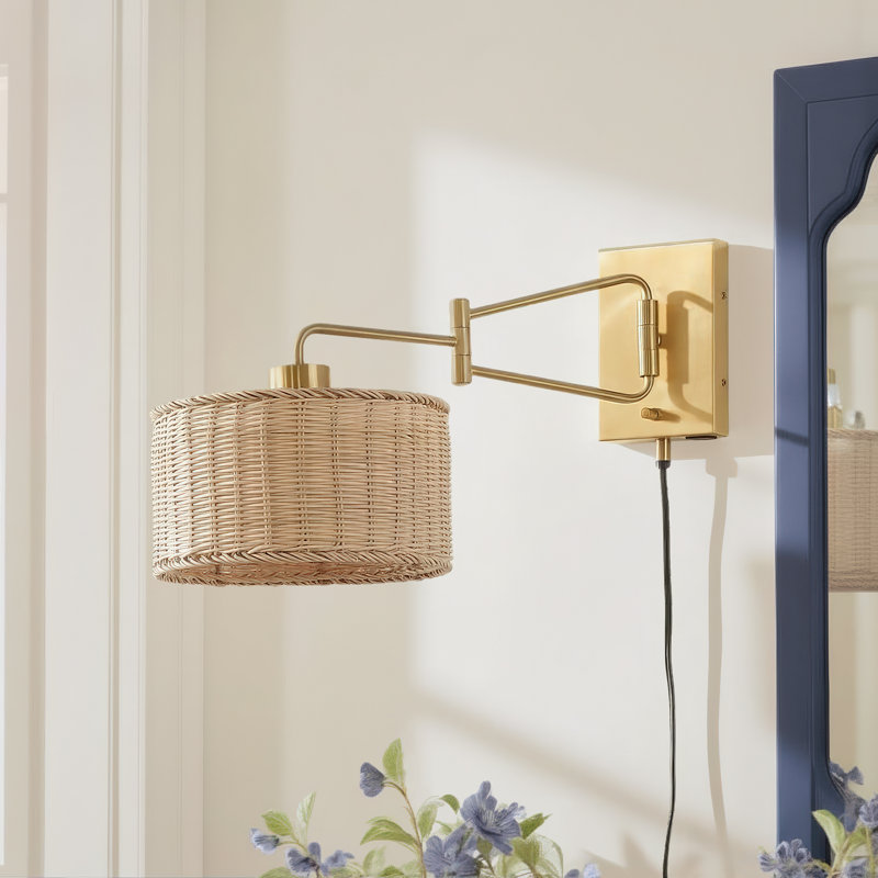 Bartlet Plug-in Armed Sconce Set of 2, Brass