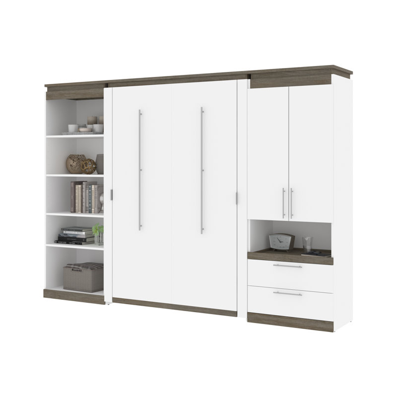 Lit escamotable double avec rangement Camalla, Blanc