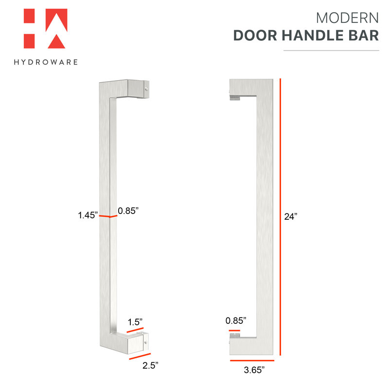 Satin Push/Pull Door Handle, 24" H x 3.65" W x 2.5" D