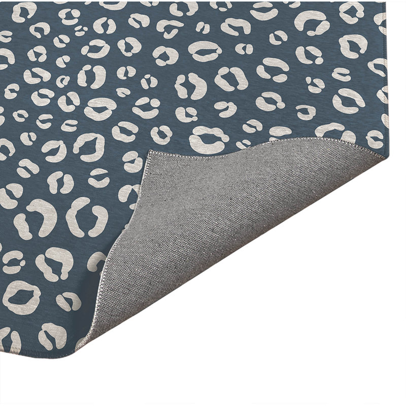Tapis de cuisine anti-dérapant Leopard Play, Bleu, Rectangle 5 pi x 7 pi