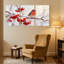 Birds Winter Bird sur une branche enneigée avec des baies rouges, ensemble de 3 impressions sur toile-27421327