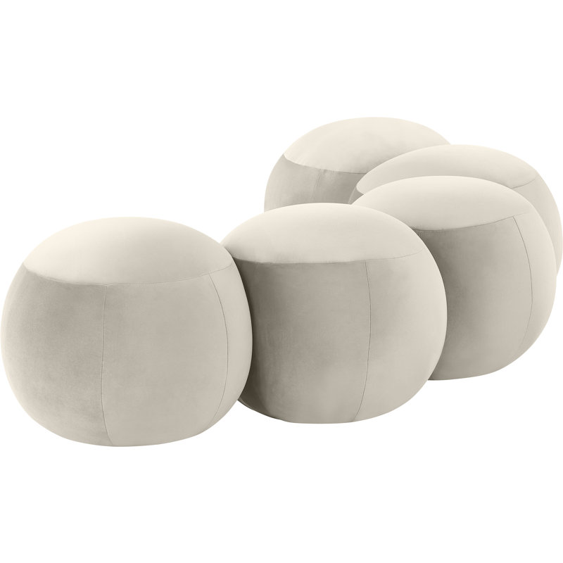 Apollo Velvet Bench, 18" H x 74.50" W x 38.50" D, Cream Velvet