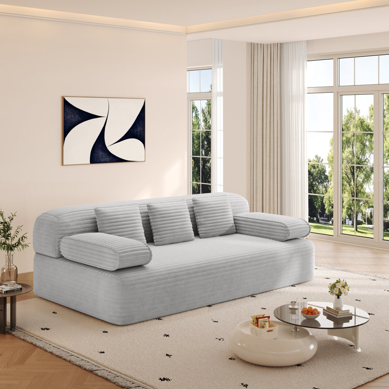 Lit convertible Nithsdale avec 3 coussins, Gris clair