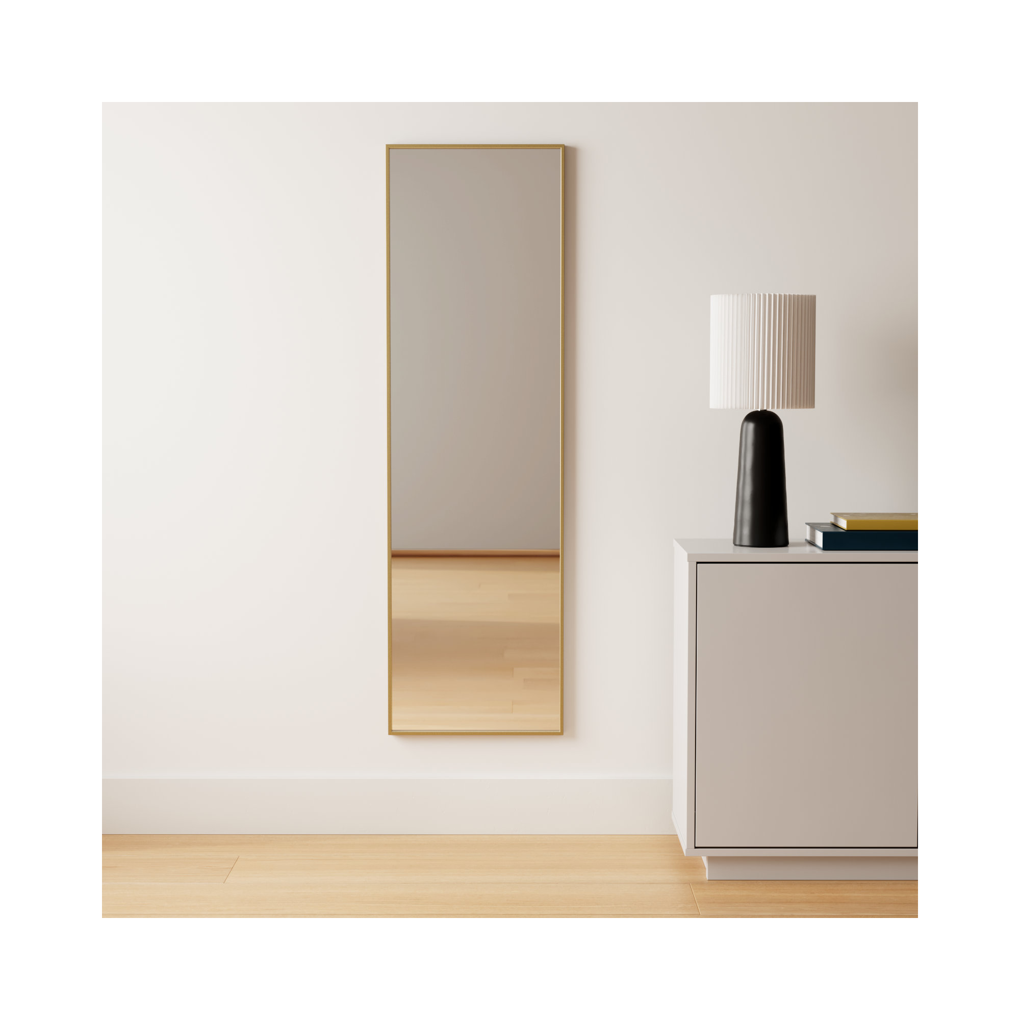 Sabine Metal Rectangle Wall Mirror, Brass, 60" x 18"