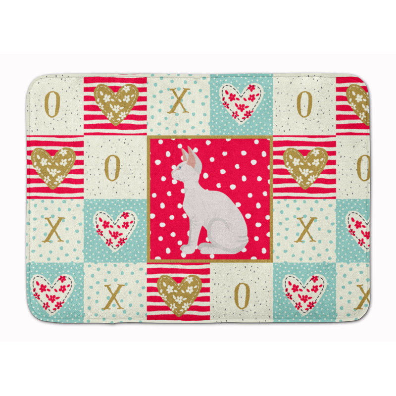 Tapis de cuisine à mousse mémoire cat love Charvi, Sphynx blanc - 1