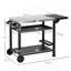 Table de gril mobile extérieure 46 "x 21,75" et support de four à pizza avec tablette latérale pliable et plateau en acier inoxydable (noir)