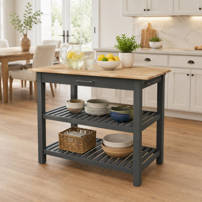 40'' Kitchen Island, Solid Hardwood Top