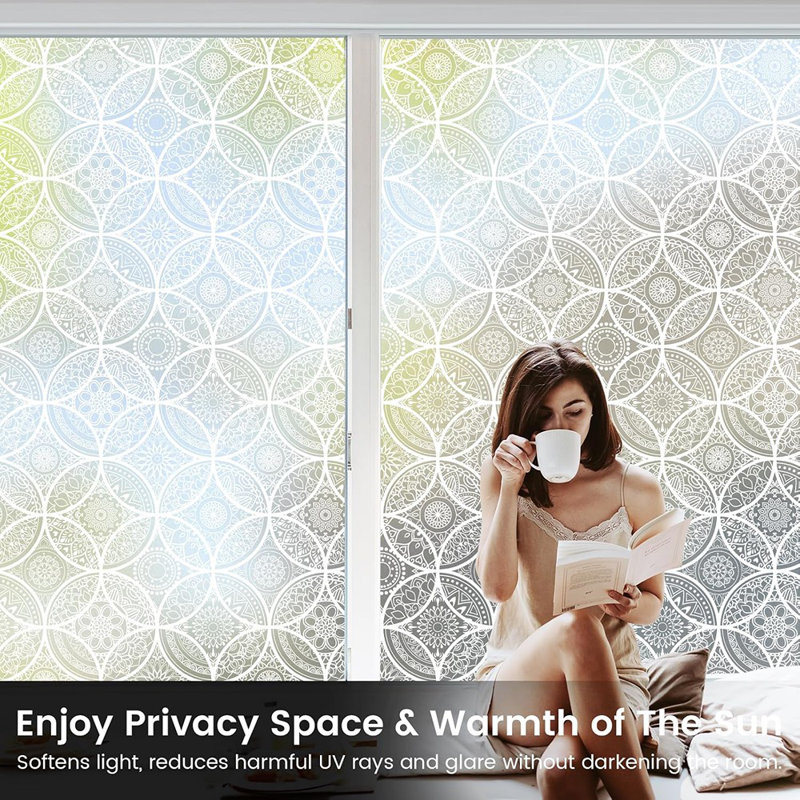 Decor Stained Glass Window Film With Installation.., White