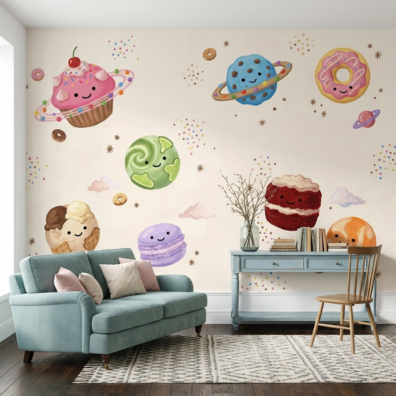 Papier peint Space Desserts, 140 po x 108 po, Peler et coller