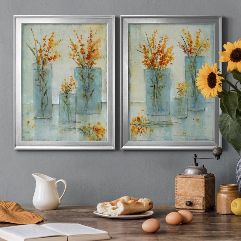 «Still Life Study I», ensemble de 2 peintures sur toile encadrées, Argent, H 42,5 po x l 30,5 po x P 1 po