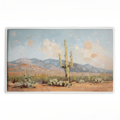 Pink Desert Cactus Landscape Printed Plush Bath Mat and Bath Rug, design by Nina Blue, 18"x30"