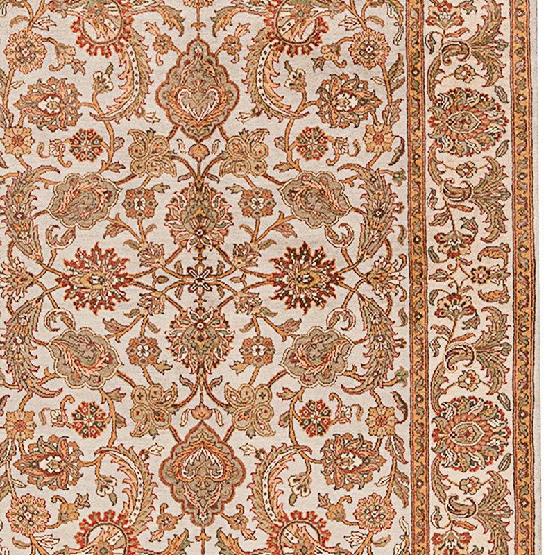 Tapis gris et ivoire noué à la main de haute qualité