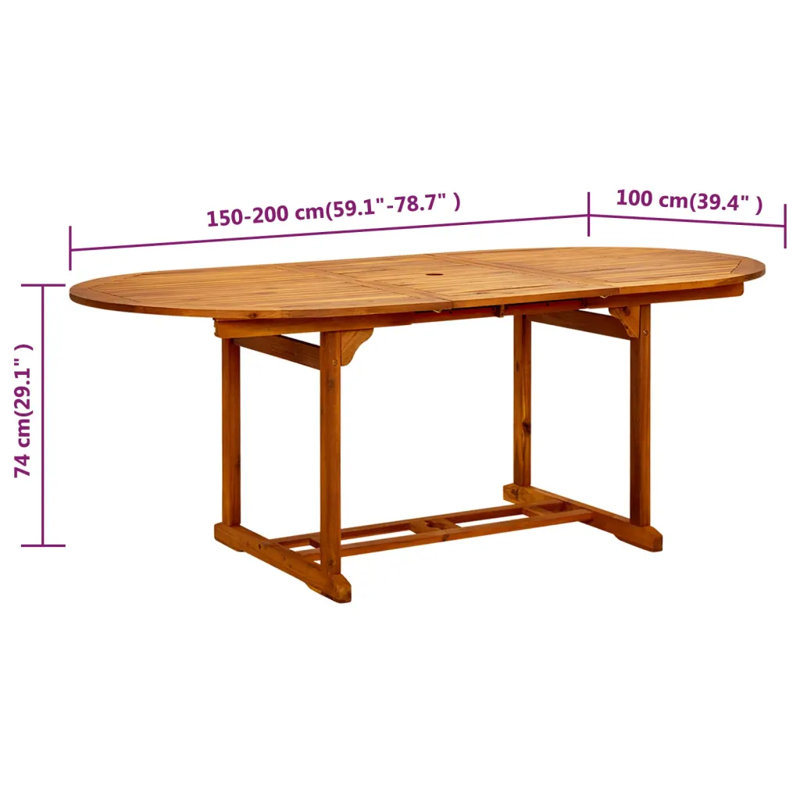 Extendable Wooden Dining Table, 75cm H  x (150-200)cm L x 100cm W