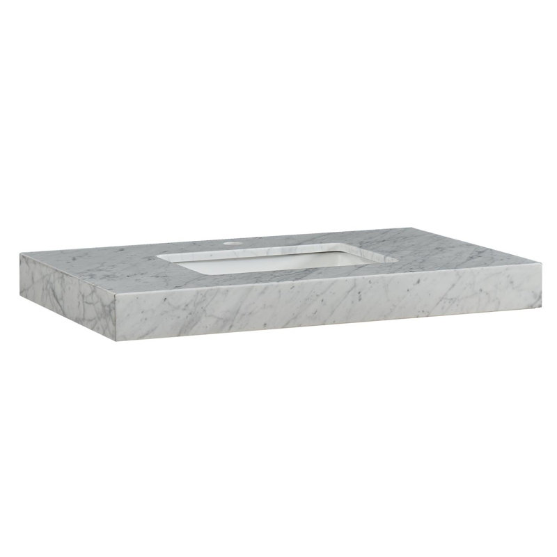 Plateau de meuble-lavabo simple 36 po avec lavabo, Marbre blanc de Carrare