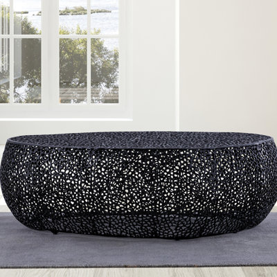 Table basse ovale, design moderne et contemporain avec structure en aluminium durable et finitions personnalisables