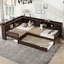 Lit en L avec lit gigogne, tiroirs de rangement et tablettes-119048769
