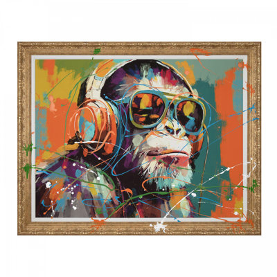 Chillin' Chimp Framed Canvas Wall Art