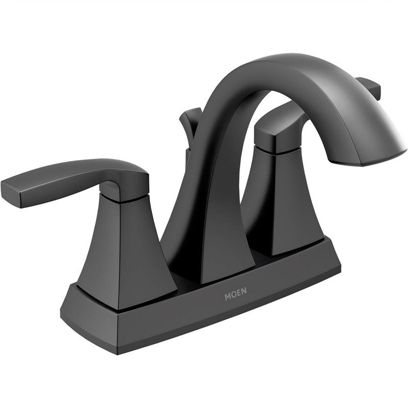 Robinet de salle de bain central avec drain Moen Voss, Noir mat