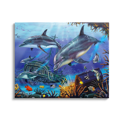 Au-488-Canvas " Underwater Shipwreck & Treasure " by Interlitho Painting Print