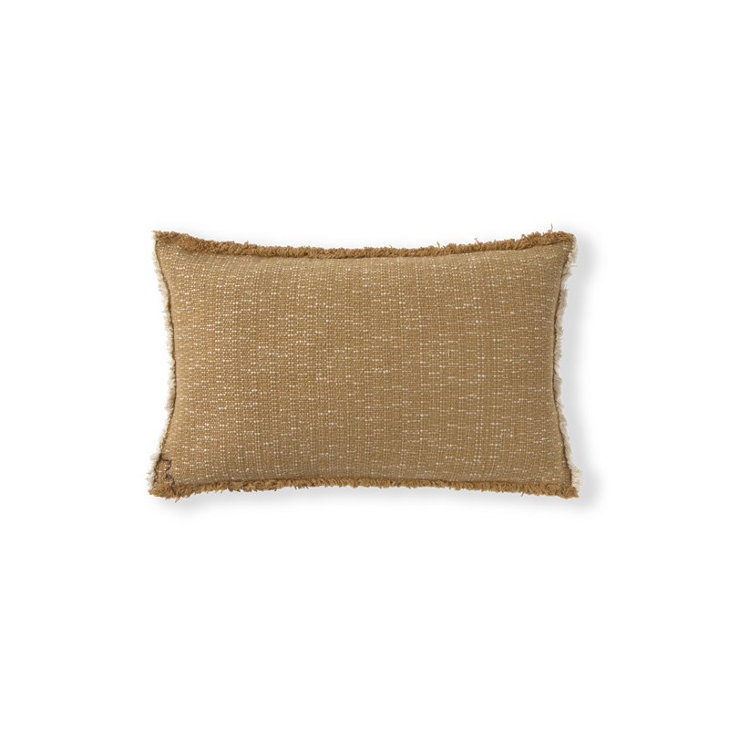 Coussin tissé à la main, Rectangle H 12 po x l 20 po, Ocre