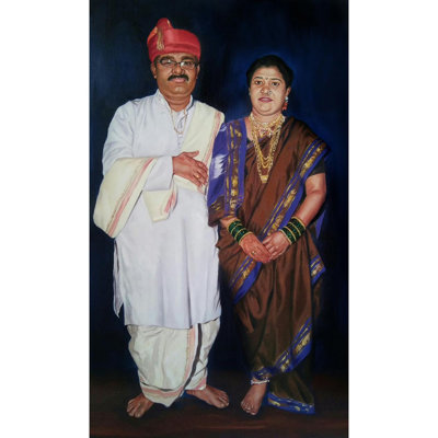 Beautiful Portrait Of Lovely Couple | Oil On Canvas | By Omkar Ashok Pawar