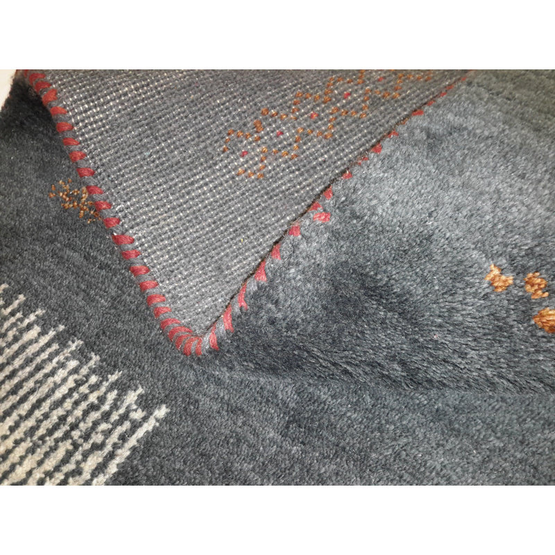 Tapis vert / rouge à motif géométrique fait à la main 5 pi 7 po x 8 pi
