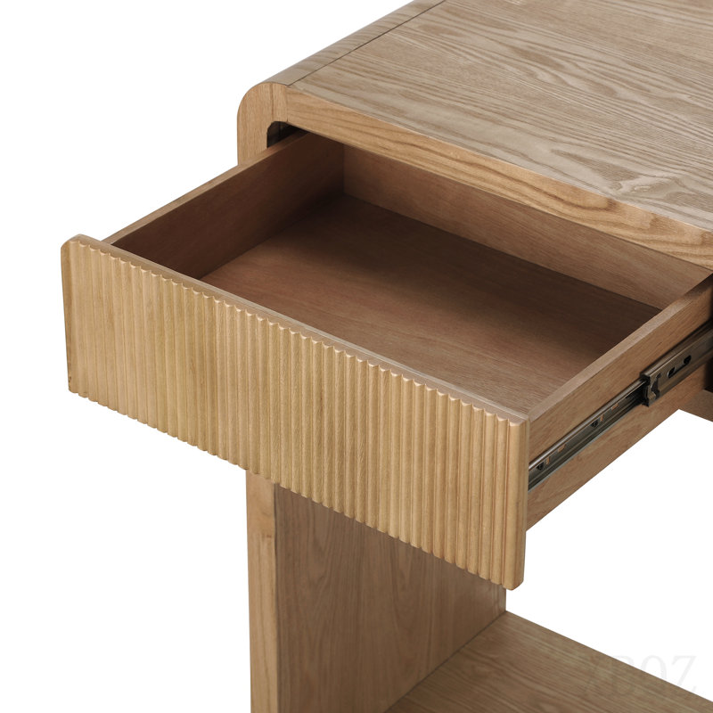 Console moderne à 3 tiroirs avec lattes verticales, conception à bord arrondi, parfaite pour le vestibule, le couloir ou derrière le canapé