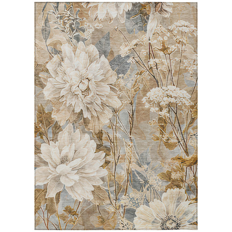 Machine Washable Indoor/Outdoor Chantille ACN2932 Floral Rug, 9' x 12'