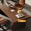 Bureau rectangulaire en bois massif noyer avec 3 tiroirs-167468937