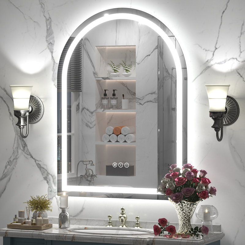 Wayfair Basics® UL Certified LED Anti-Fog Tempered Glass Arch Bathroom/Vanity Mirror , 40" x 30"