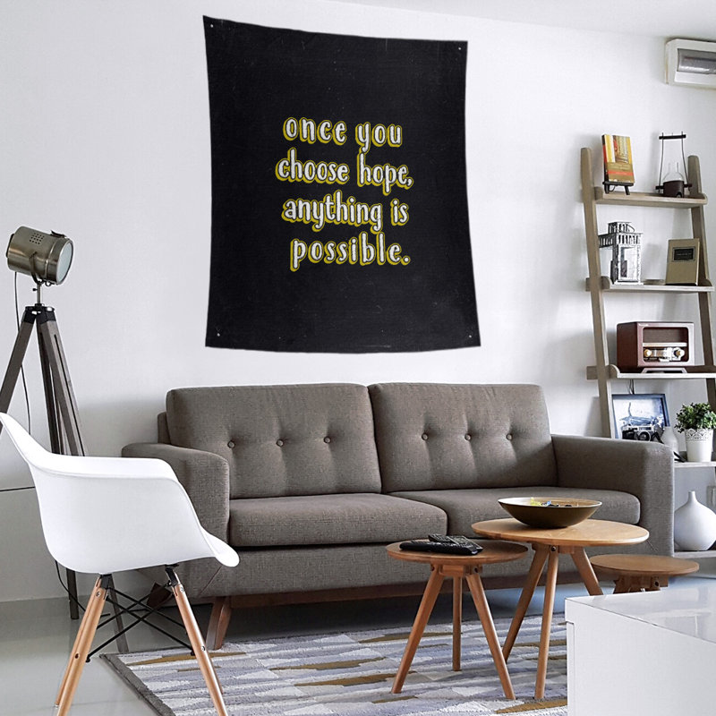 Tapisserie tableau noir en polyester, citation d’espoir, Jaune, H 60 po x l 51 po
