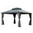 10' X 14' Hardtop Gazebo Permanent Outdoor Gazebo With Galvanized Steel Double Roof, Aluminum Frame, Curtains And Netting For Patio Lawn And Garden, Gray-123203391-123203393