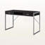 Bureau d'ordinateur à 2 tiroirs avec pieds en métal argenté brun foncé Mirlegava, H 29,85 po x l 47,73 po x P 21,89 po