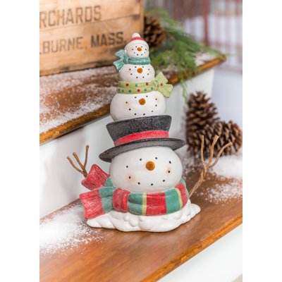 Statuaire de jardin bonhomme de neige empilé