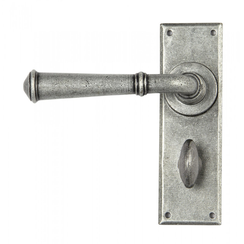 Regency Bathroom Door Handle Kit, Pewter Patina