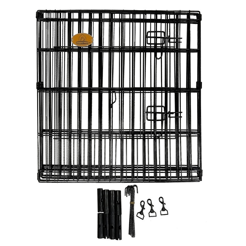 KennelMaster Black Vinyl-Coated Steel 8-Panel Exercise Playpen
