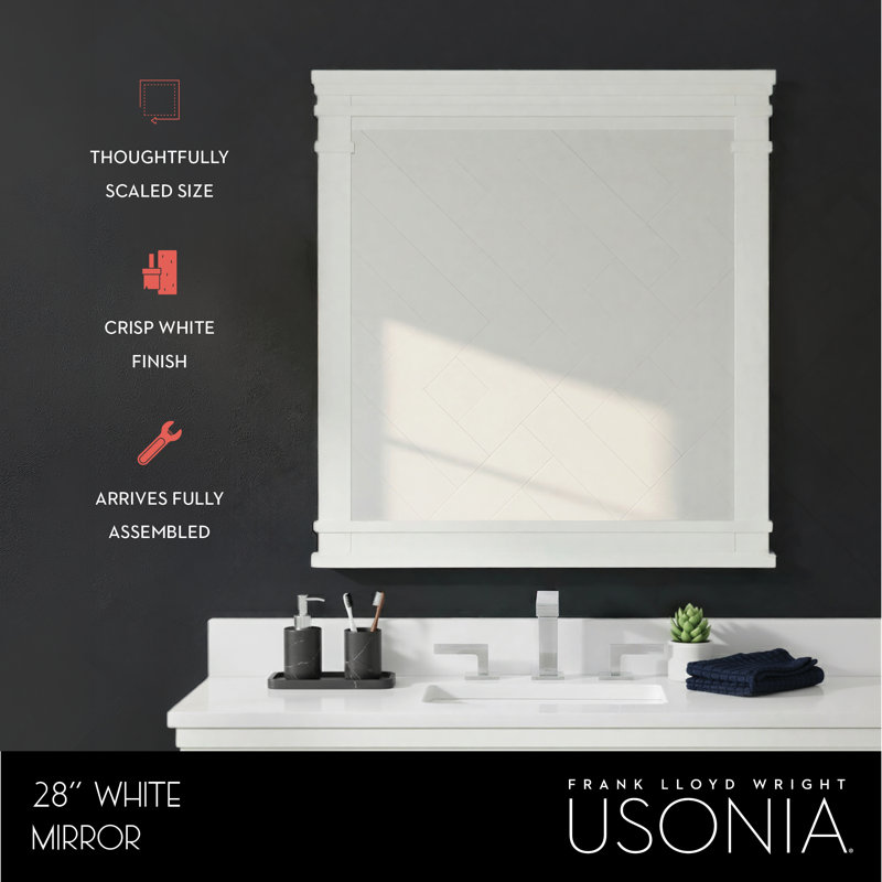 Lankford Wood Mirror, 28 x 1.25 x 30, White