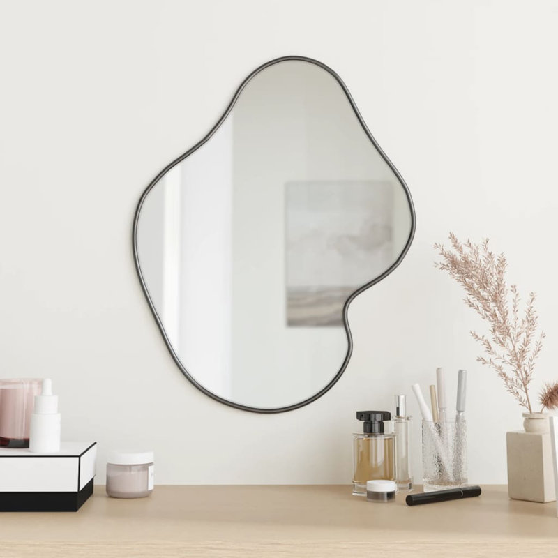 Miroir d'appoint mural Herreravega, Noir, 23,6 po x 19,7 po