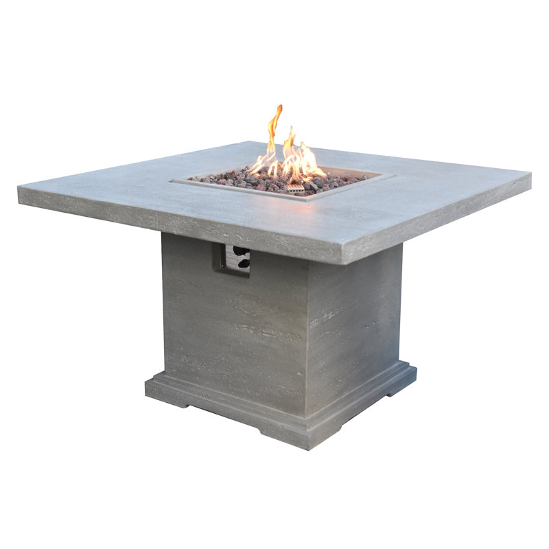 Square Concrete Propane Smokeless Fire Pit Table with Hidden Fuel Tank