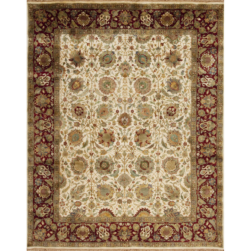 Kingdom Hand Knotted Wool Area Rug, Rectangle 10' x 14'
