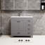 Meuble-lavabo gris de 36 po avec lavabo en céramique, rangement riche, comprenant 2 portes à fermeture douce et 5 tiroirs.