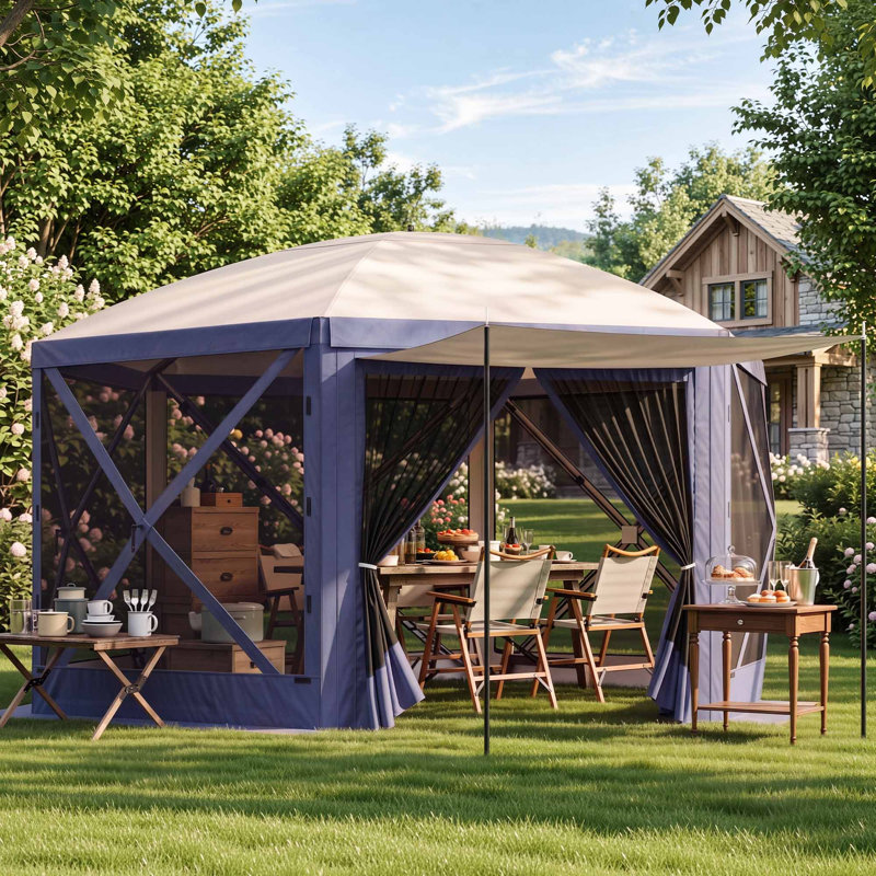 Pavillon de jardin 12 po x 12 pi, 12 Ft. W x 12 Ft. D, Grey/Blue