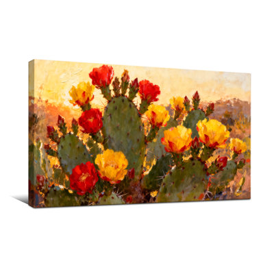 Plants &Flowers Cactus Flowers Desert Sunset Art Print