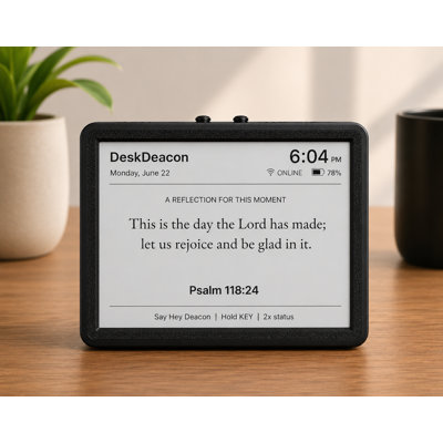 Desk Deacon – Christian Desk Robot Companion for Daily Scripture, Personalized Prayer, Christian Music & Bible Study 