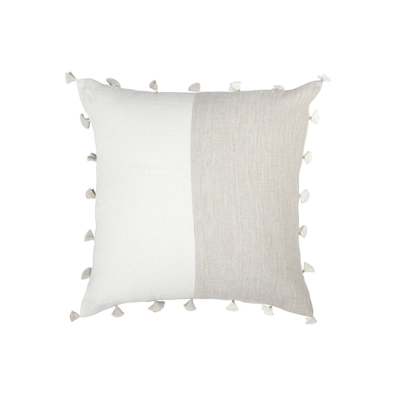 Luxe Square Pillow Cover & Insert, Natural Beige/White, Feather